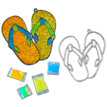 Suncatchers Kits for Adults - 4 Pc Bundle with Suncatchers (Ribbon, Emoji, Flip Flops, Mermaid) | Suncatchers Painting Kit, Suncatchers Craft Kits