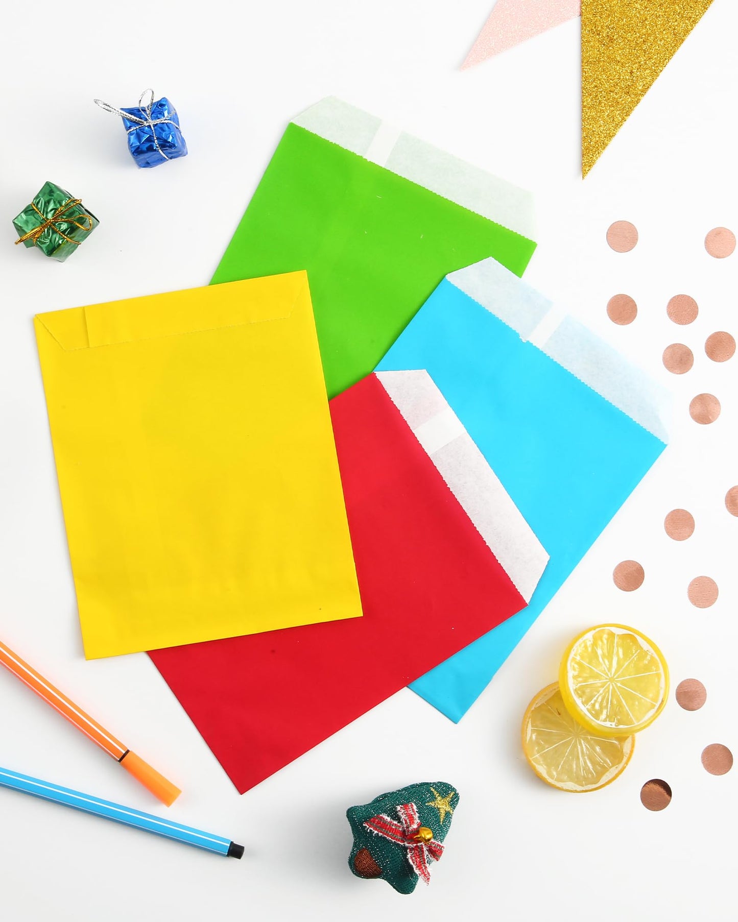 KEYYOOMY 4x6 Inch Paper Treat Bags Dark Green Candy Bags 100 Pack Candy Buffet Bag Small Paper Cookie Bag for Halloween Christmas Party (100 CT, 4x6 Inch)