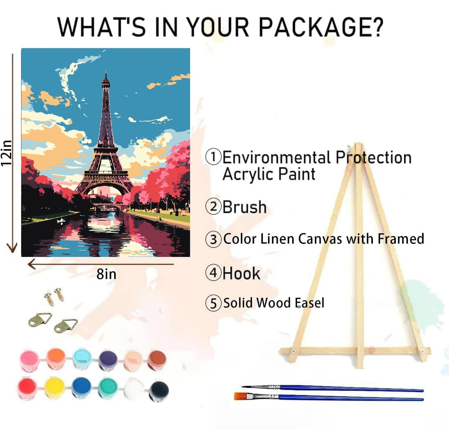 6 Pack Framed Paint by Numbers Kit for Adults Beginners with Wooden Easel,Scenery-Cityscape Easy Adults' Paint-by-Number Kits with Frame,DIY Number Painting Adults for Decor Present 8x12 inch