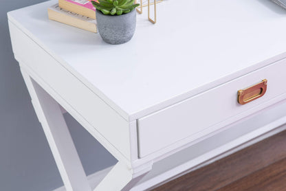 Linon Connor White Writing Desk with Two Drawers