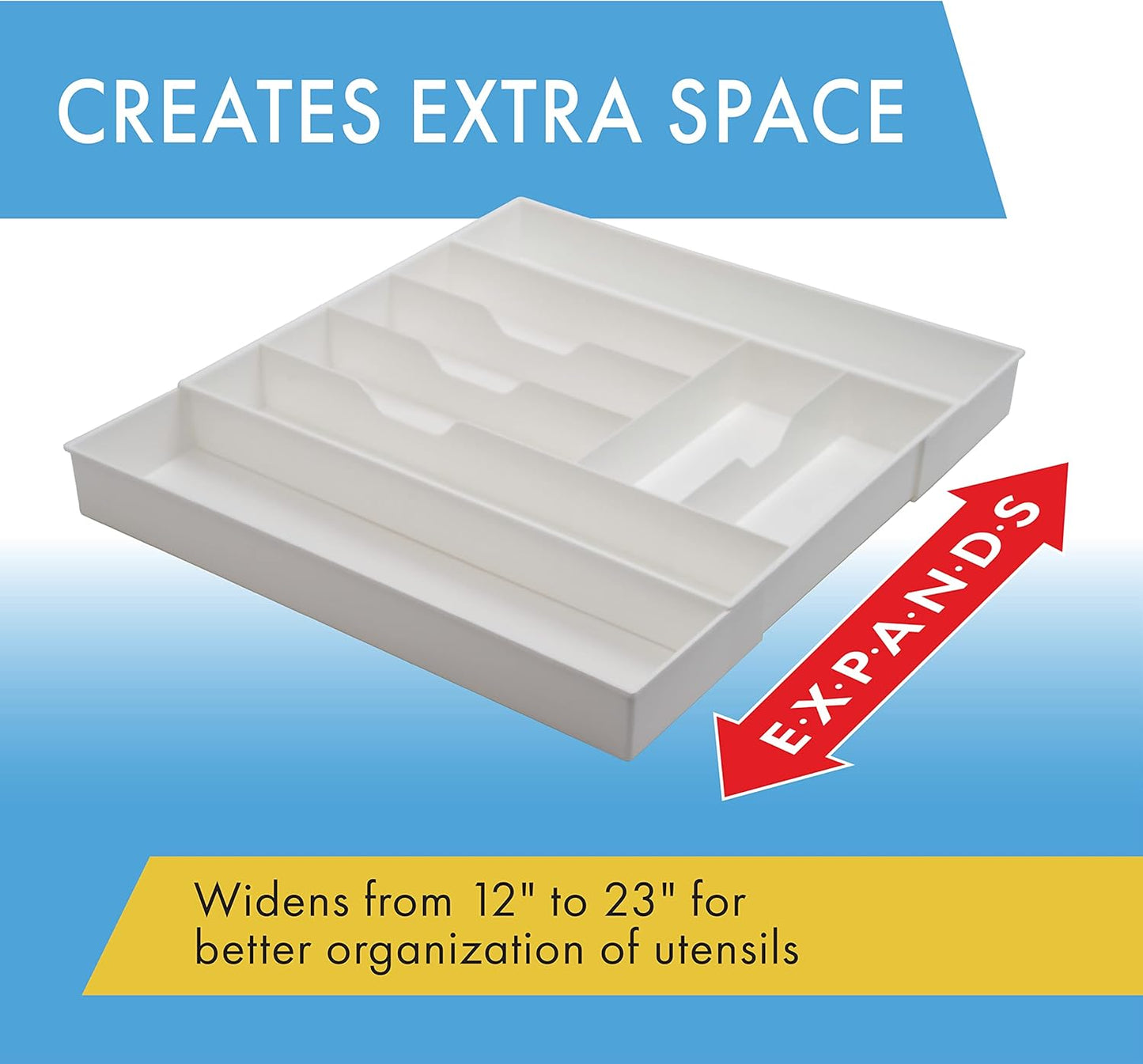 Dial Industries Expand-A-Drawer Silverware Organizer Tray - Extra Wide Cutlery and Utensil Drawer Organizer