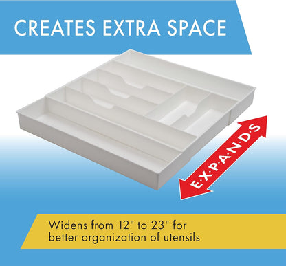 Dial Industries Expand-A-Drawer Silverware Organizer Tray - Extra Wide Cutlery and Utensil Drawer Organizer