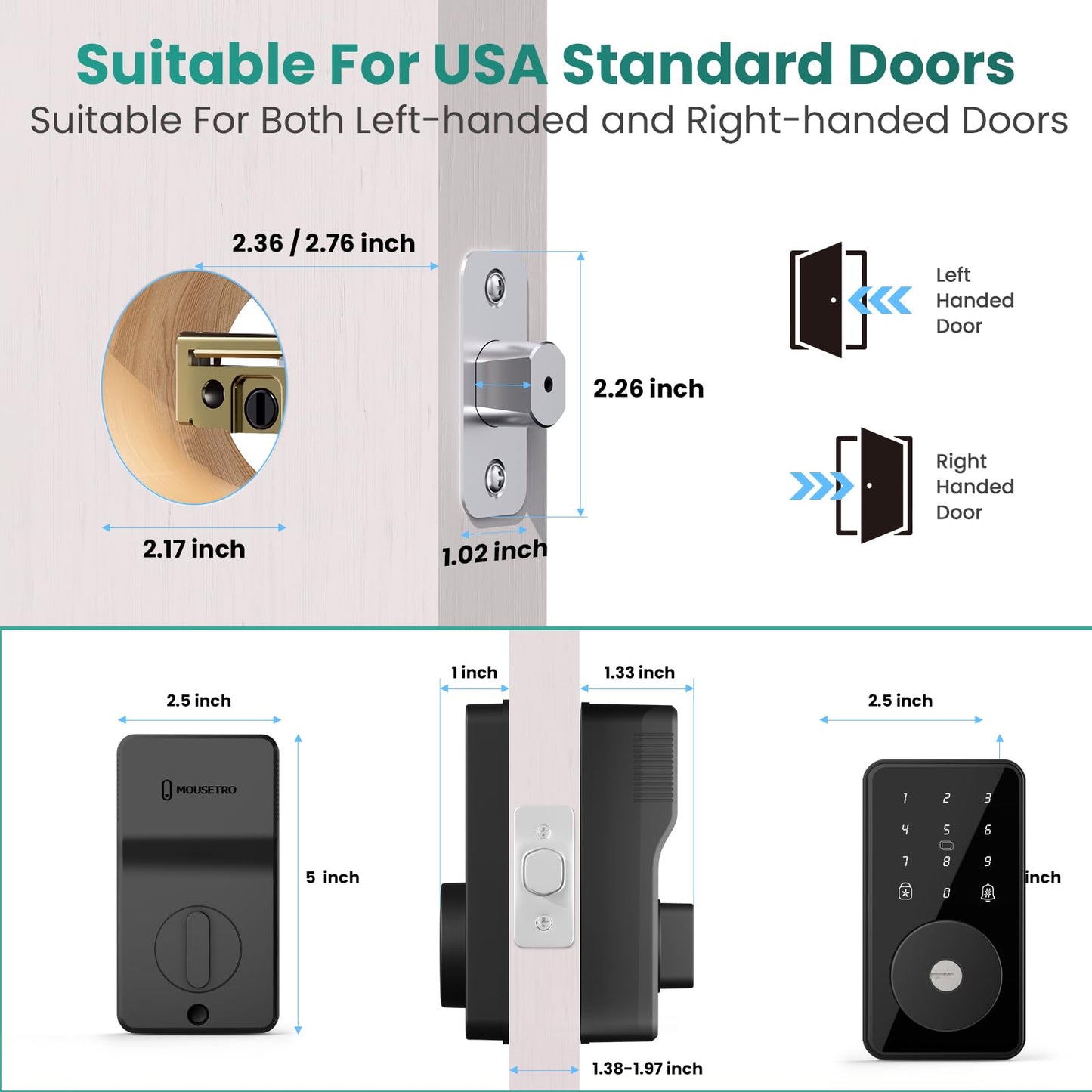 Smart Lock, 4-in-1 Keyless Entry Door Lock for Front Door, Digital Door Lock with Keypad, Bluetooth Smart Deadbolt, App Control