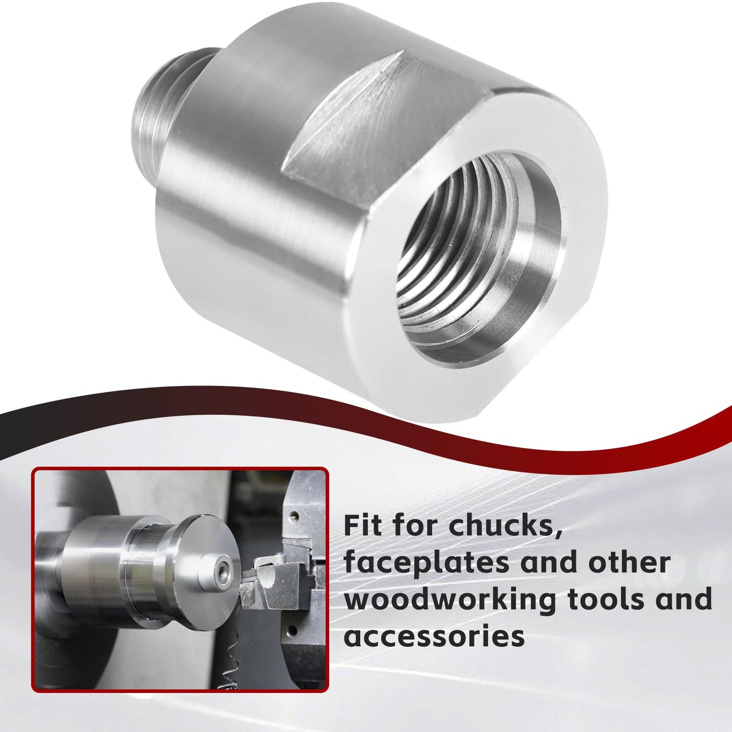 findmall Lathe Headstock Spindle Adapter Converts 1-1/4 Inch x 8TPI to 1 Inch x 8TPI for Woodworking Lathe