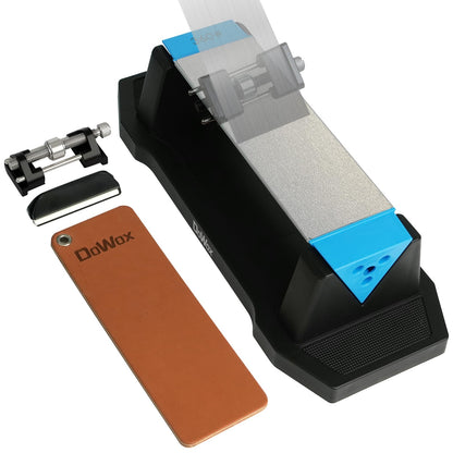 Diamond Knife Sharpener, Larger Sharpening Stone, 360/600/1000 Grit Whetstone Knife Sharpener Kit with Honing Guide, Angle Guide, Leather Strop for Kitchen Knives, Chisels, Tools, Outdoor Gear