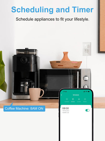 EIGHTREE Smart Plug 15A, Smart Plugs That Compatible with Alexa & Google Home & SmartThings, No Hub Required, Smart Outlet with Remote Control, Timer & Schedule, 2.4GHz WiFi Only, 4 Packs