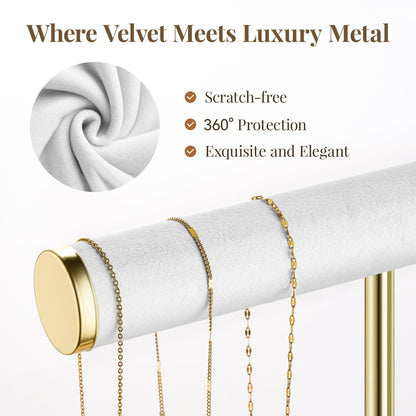 3 Tier Bracelet Holder Display - Detachable T Bar White Velvet Bracelet Holder, Jewelry Holder Organizer for Bracelet, Necklace, Watches, Rings