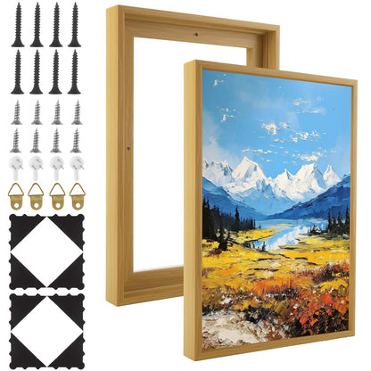 LOYORTY Floater Frames for Canvas Paintings, 2 Pack 9x12 Inch 0.6”Deep Canvas Floating Frame, Floater Frame Kit for Stretched Picture Wall Prints Artwork Canvas Oil Painting