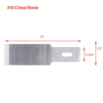 Excel Blades #18 Wood Chisel Replacement Blades, 1/2 Inch High Carbon Steel 100 Pack for Hobby Knife and Craft Knife K2 K5 K6 Handles, Precision Detail Carving on Wood Plastic Foam, Made in USA