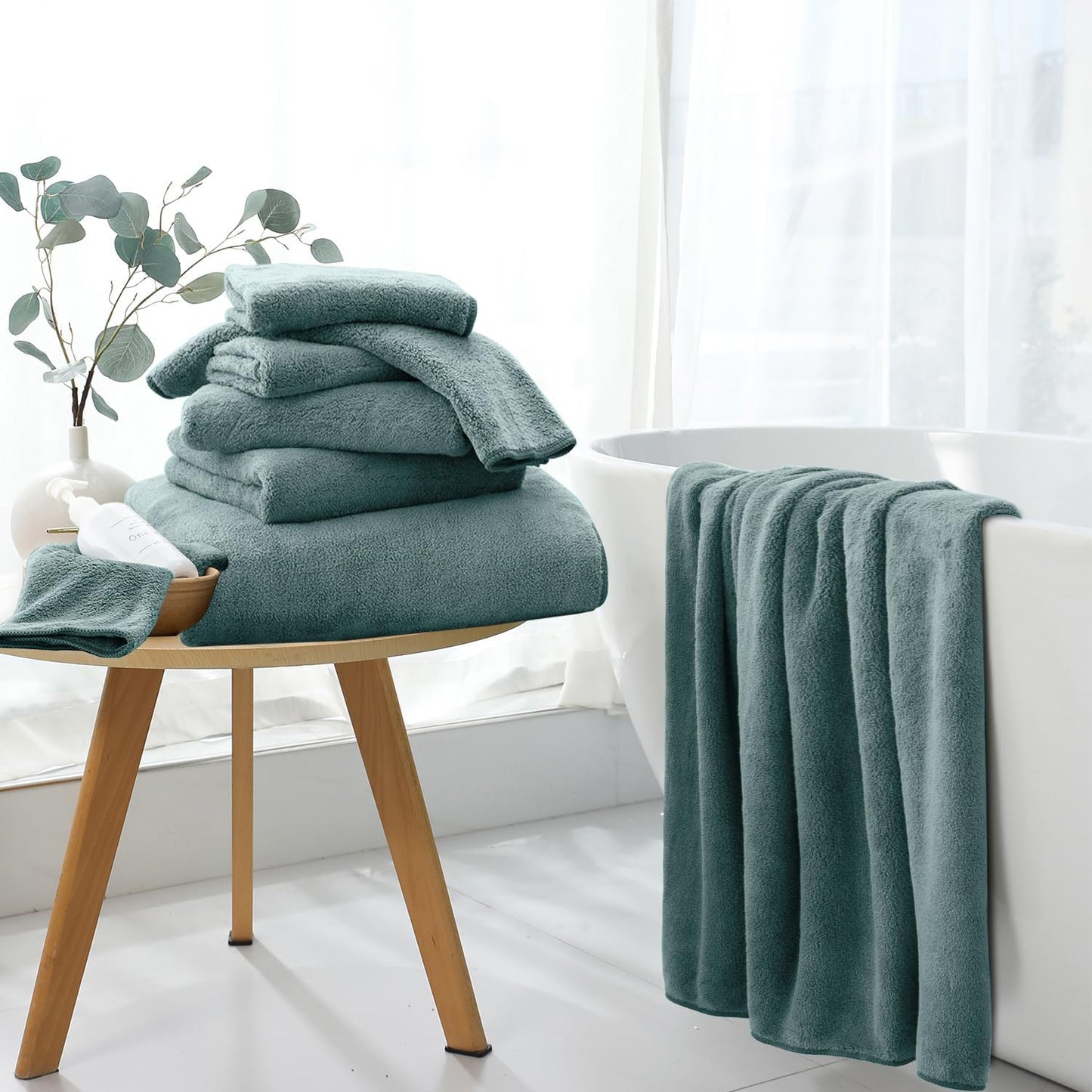 8 Set|2 Sheet,2 Towels,4 Set Piece Bathroom Towel Oversized Large Bath Towel Hand Washcloths|Ultra Soft Microfiber