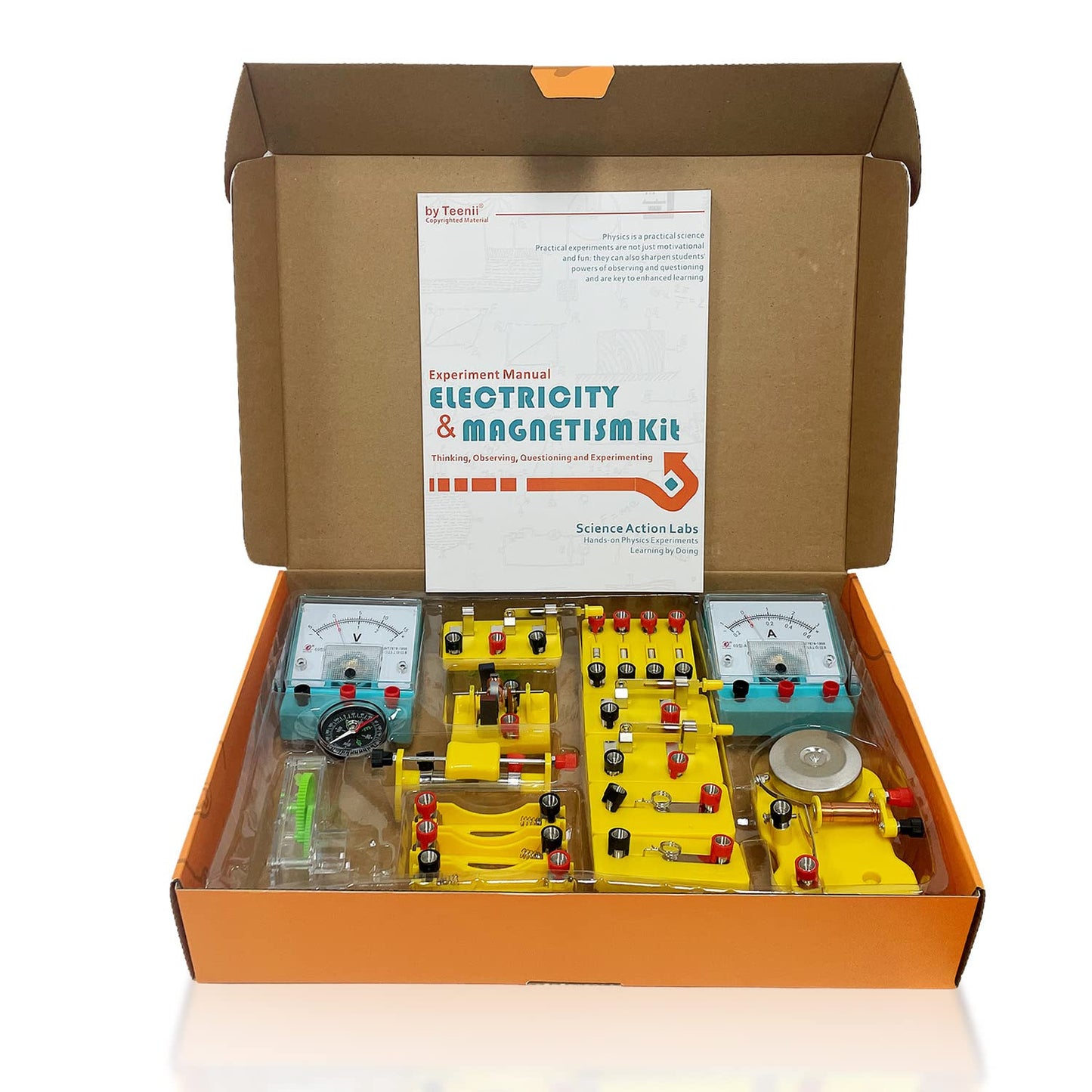 Teenii Electricity and Magnetism Kit Experiments STEM Science Kit for Kids, Electromagnetism Circuit Learning Set School Lab Physics Educational Toys, Birthday Gift for Boys Girls Age 8-16 Year Old