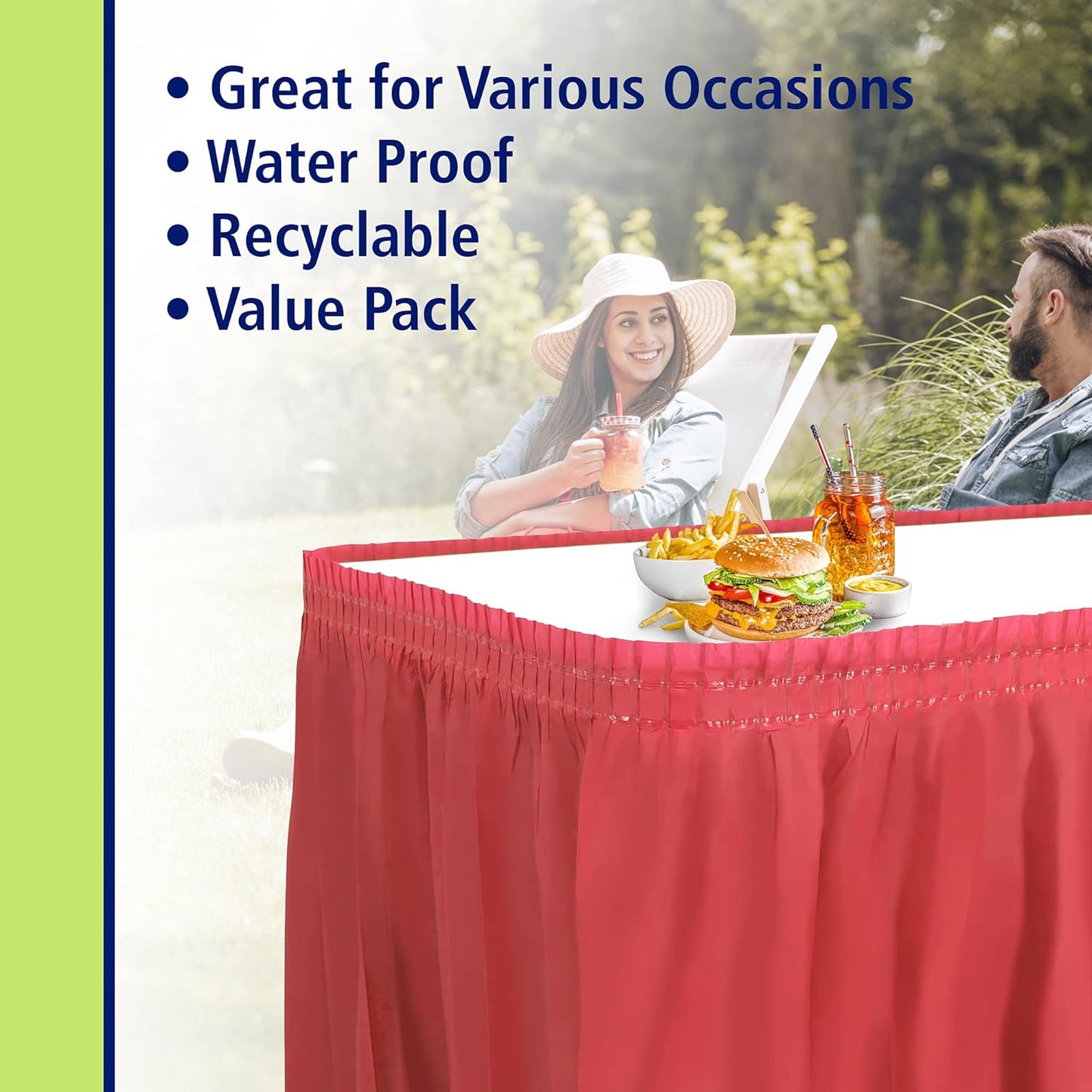 Party Dimensions Plastic Table Skirt, 29-Inches by 14-Feet, Red - 1 Pack