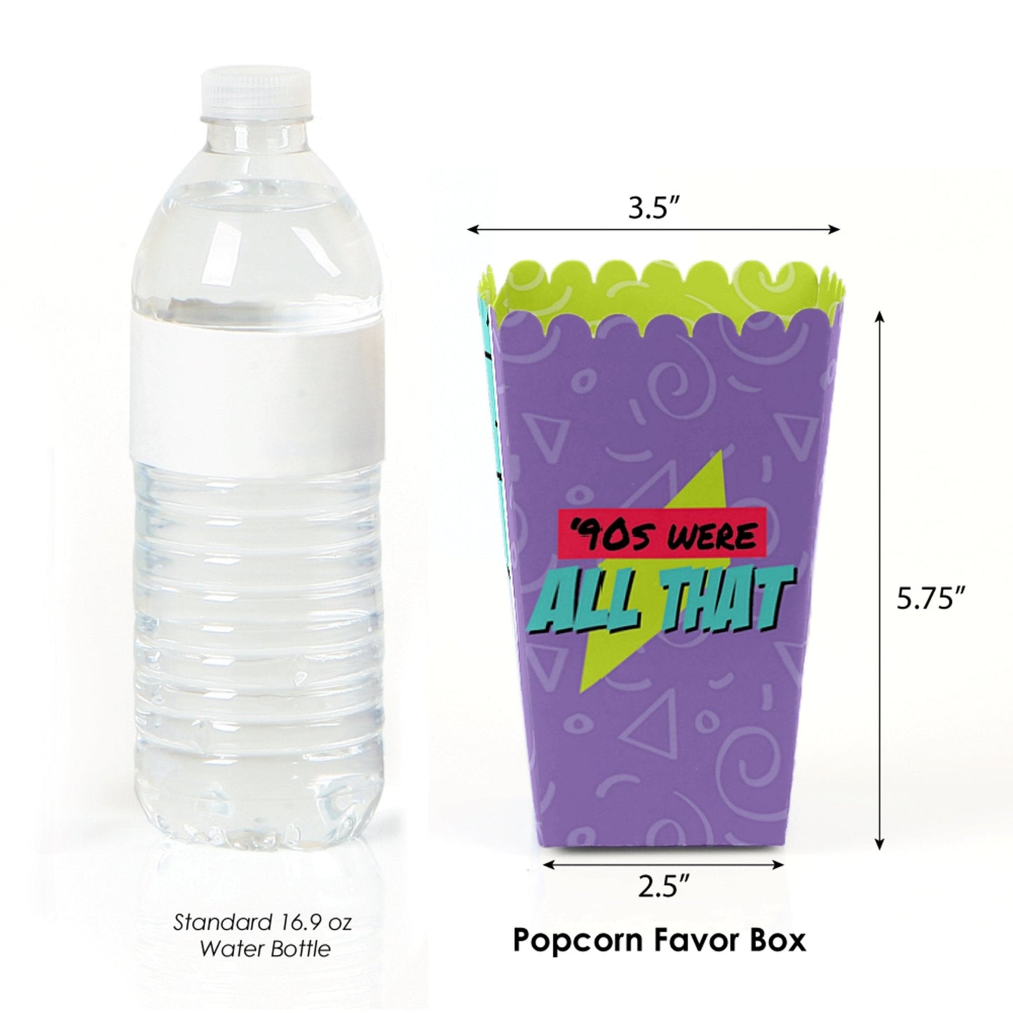 Big Dot of Happiness 90's Throwback - 1990s Party Favor Popcorn Treat Boxes - Set of 12
