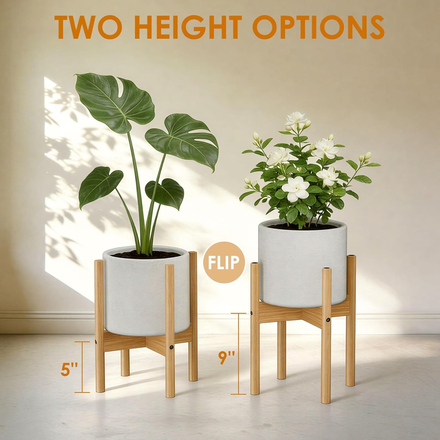 12 Inch ALIGADO Bamboo Plant Stand Indoor, for Up to Pots, Built to Fit Corners, Sturdy & Stable Design, Natural Wood