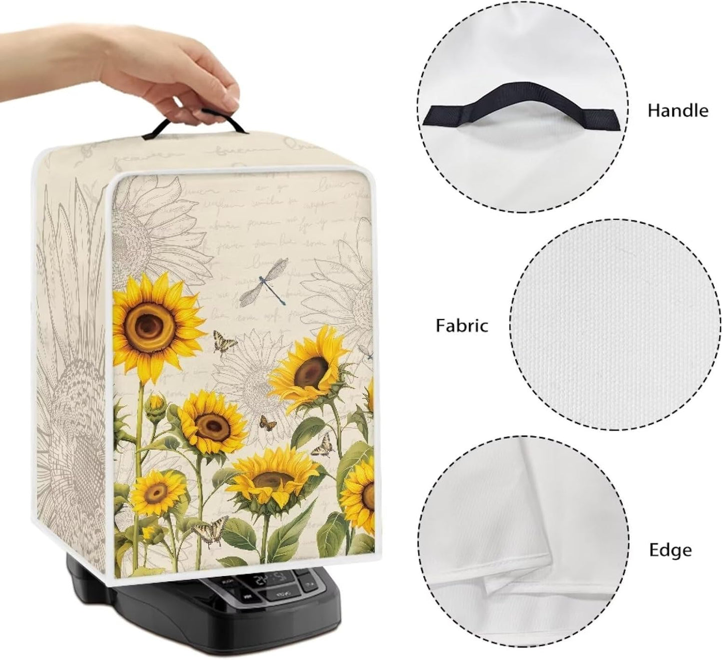 Sunflower Dustproof Waterproof Coffee Maker Cover for Small Kitchen Appliances, Fingerprint Protection Cover