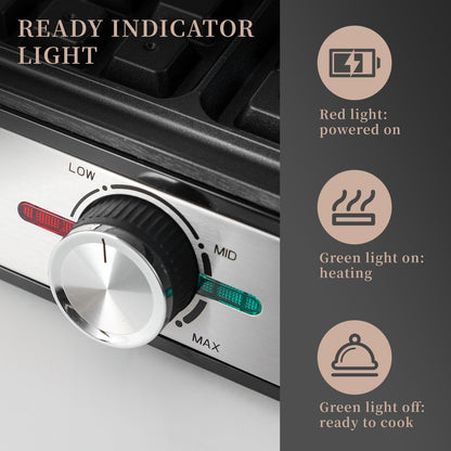UVFAST Waffles Maker Waffle Iron, 4 Belgian Square Waffle Maker, Belgian Waffle Maker Thick with Non-stick Plate, Breakfast Waffle Machine Make Waffle in Minutes, 3 Browning Level, 1200W
