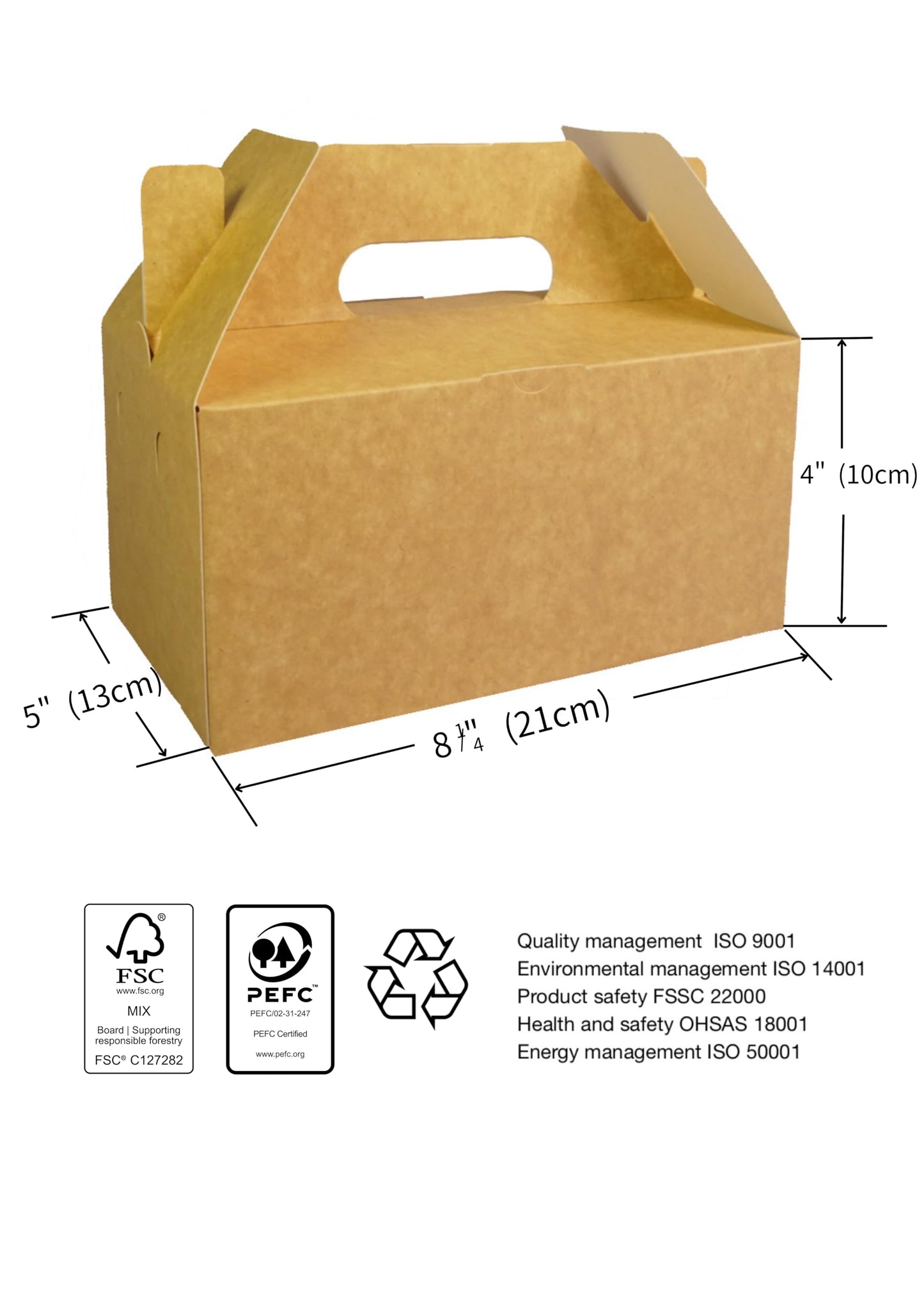 PandaPandaPPS 50 Pack Brown Gable Boxes (8.25"×5"×4") for Foods, Gifts and Party Favors, Treat Boxes Candy Cookie Snack Goodie Gift Boxes for Birthday, Wedding, Baby Shower