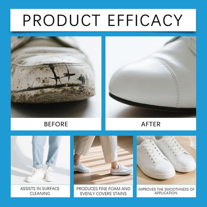 UUZO White Shoe Cleaner Cream, No-Wash Solid Cleaning Paste with Sponge, Multipurpose WhiteShoe Cleaner Paste, Removes Stains and Dirt, for Leather, Silicon, Car Interiors, 2 Pack