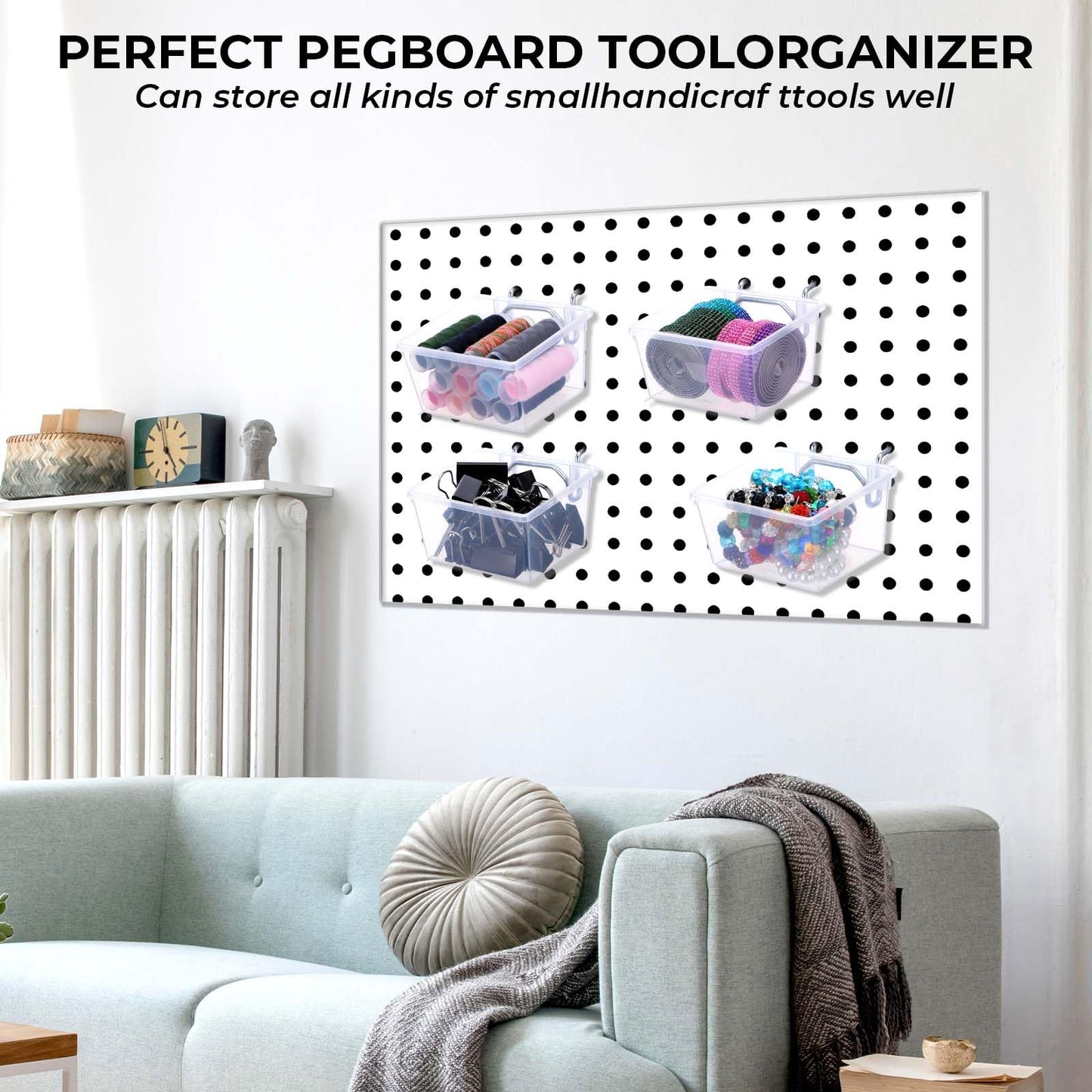 mekueeex 16 Set Clear Peg Board Bins and Baskets Pegboard Organizer Accessories with Hooks Pegboard Containers Wall Sticker Label and Pen for Craft Storage Tool Organizer Garage Storage