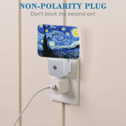 Uiaoiais Starry Sky Abstract Painting Plug in Night Lights, Starry Sky Nightlight Plug Into Wall Dusk to Dawn Sensor for Kid Girls Boys Women Men Bedroom, Hallway, Kitchen, Bathroom, Stairs Decor