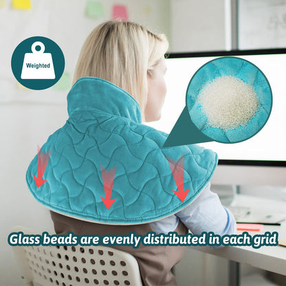 GOQOTOMO Full Weighted Electric Heating Pad for Back/Waist/Abdomen/Shoulder/Neck Pain and Cramps Relief - 2.3 lb Weighted with Auto-Shut Hot Heated Pad(12 * 24", LB002) Blue&White Grid