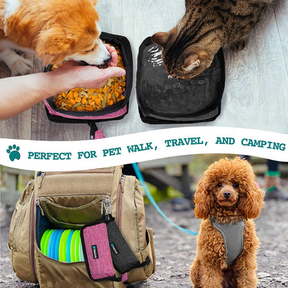 PetAmi Collapsible Dog Bowls 2 Pack, Food and Water Bowls Travel Set, Portable Pet Dish No Spill, Foldable Lightweight BPA Free Leakproof Bowls, Camping Hiking Walking Outdoor Gear Accessories, Black