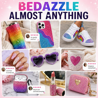 Bluvarionix Bedazzling Kit, 40000Pcs 40 Colors Jelly Rhinestones for Bedazzling, 3mm Resin Flatback Gems, Bedazzler Kit with Rhinestones and 3Pcs B7000 Glue for DIY Crafts, Nails, Tumblers
