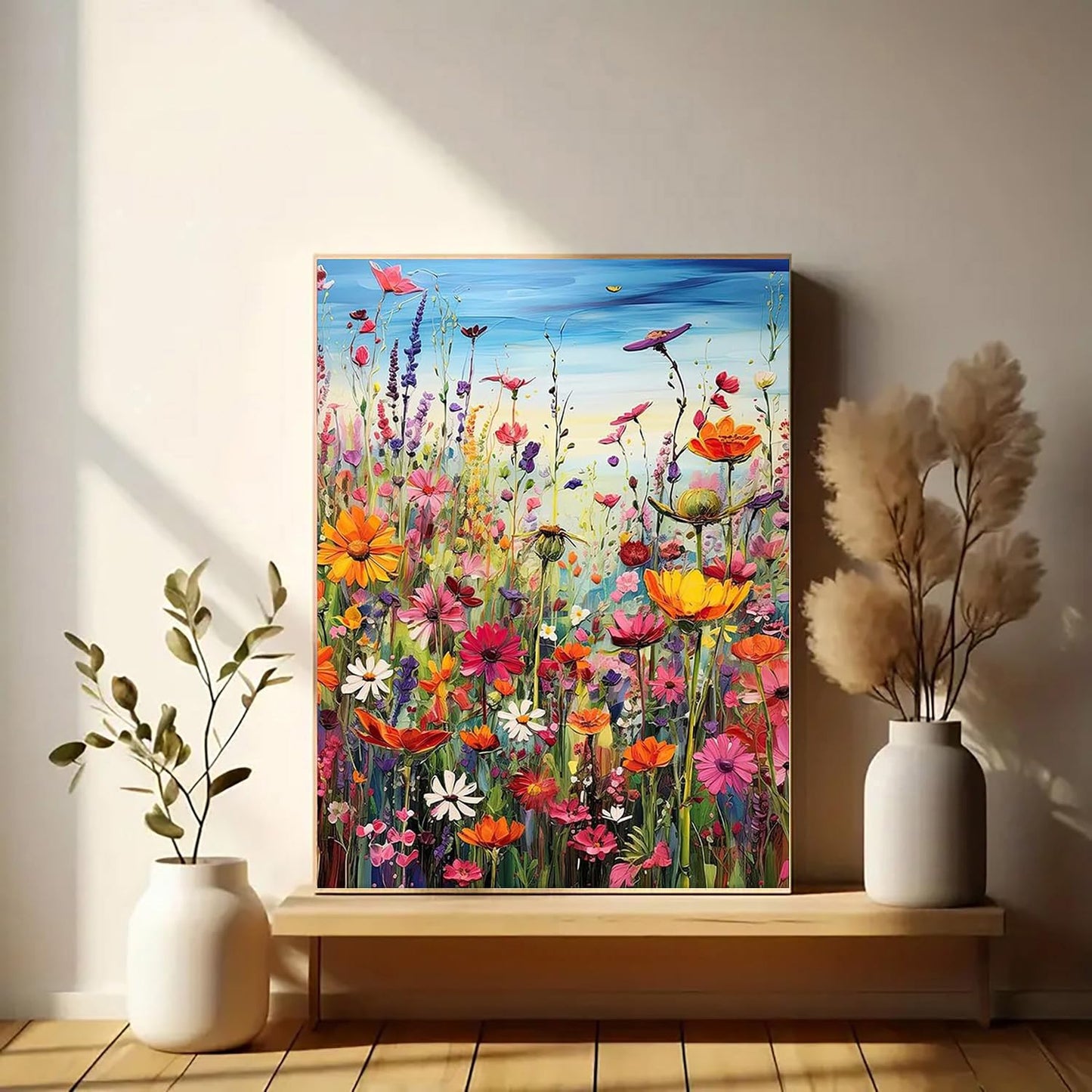 BYGFHLYW Diamond Art Painting Kits for Adults, Sea of Flowers 5D Diamond Painting Dots Art Kits for Adults Beginner, Flowers DIY Full Round Gem Crystal Art Paint by Diamond, Home Wall Decor 12x 16 in