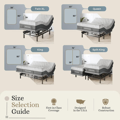 Sven & Son Harmony Adjustable Bed Base, Head and Foot Lift, Massage, Under-Bed Lights, USB, Gel Memory, Zero Gravity Smart Frame - Queen + 14 inch Hybrid Spring Matt (Medium Soft)