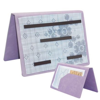 Cowenhey Knitting Pattern Holder with Pocket, Knitting Chart Holder with 4 Replacement Magnets, Holder Foldable Knitting Chart Keeper for Fixed Crochet Pattern on Knitting Pattern (Purple)