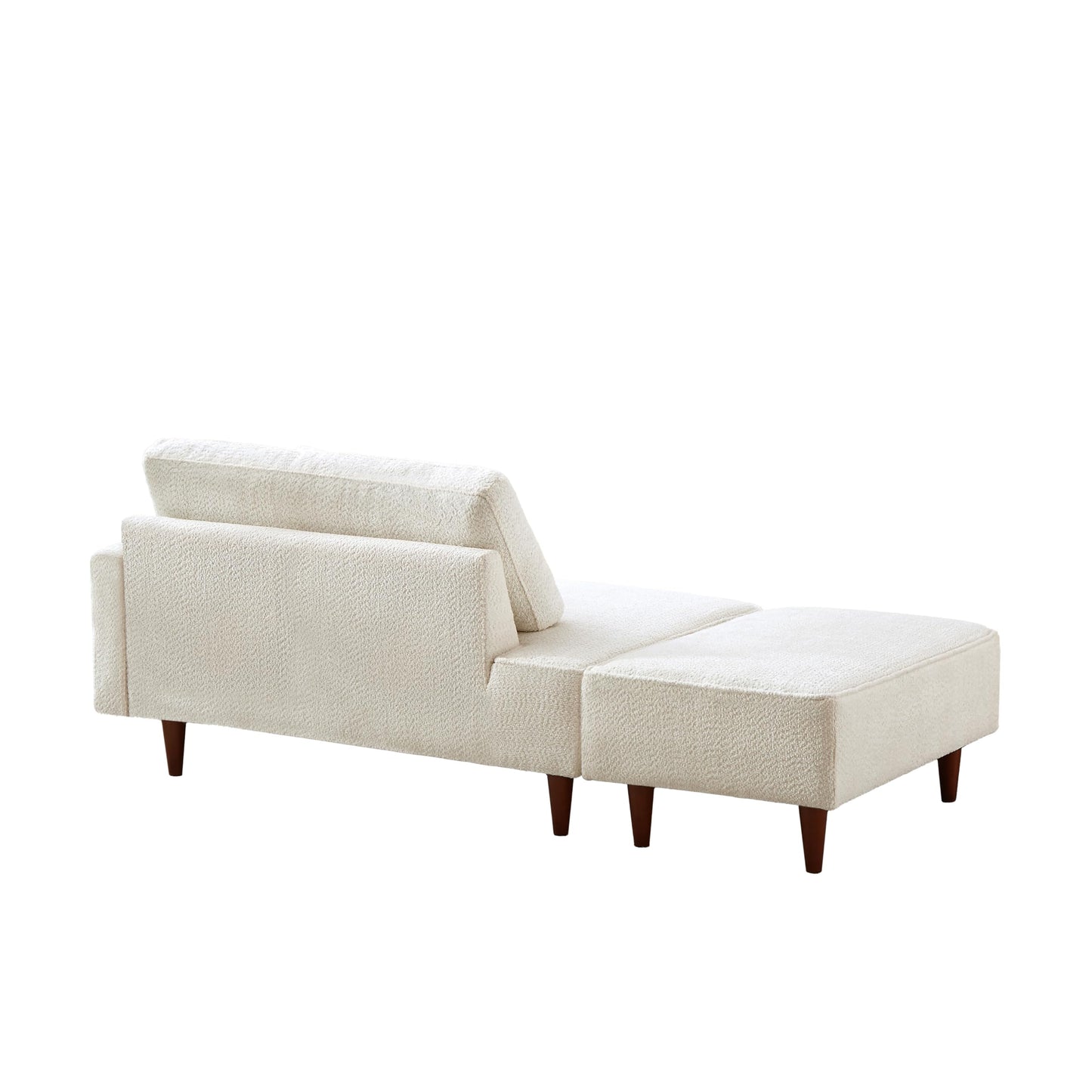 KEIKI 72" Chaise Lounge for Small Spaces, Indoor Boucle Upholstered Chaise Chair with Ottoman, Right-Hand Facing Reading Lounge for Bedroom or Living Room, White