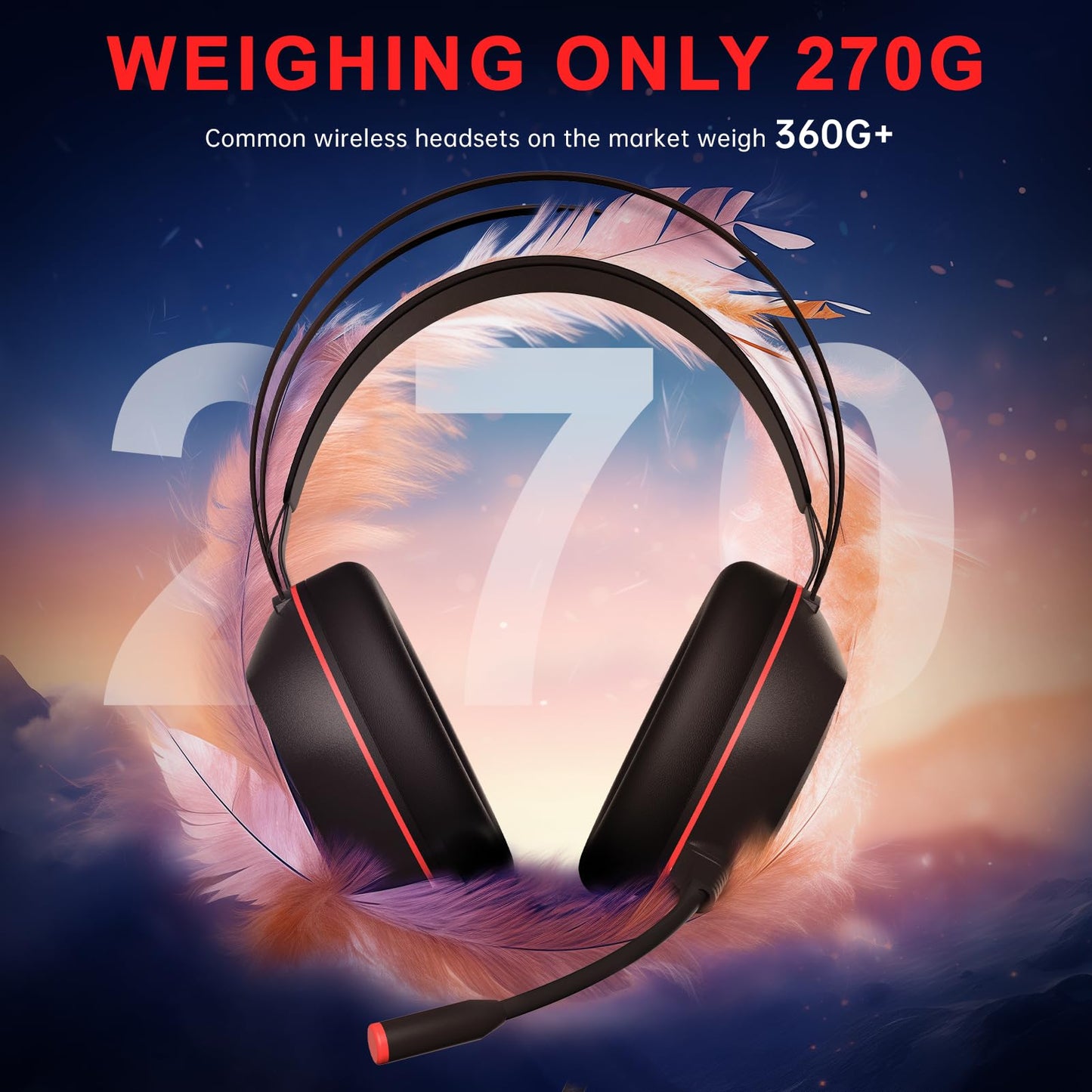 Gaming Headset for Xbox Series X/S, Xbox One, PS5, PS4, PC with 7.1 Surround Sound, Wired Gaming Headphone with Noise Cancelling Mic, Dynamic RGB Light for Xbox Controller, Switch (BlackRed)