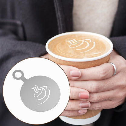 Guduling 4 Pcs Latte Art Stencils,Coffee Stencils Latte Art,Coffee Stencil with Various Patterns for Cappuccino Lattes Cake Decorating Coffees Shop and Home Use(Silver)