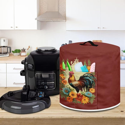 Sunflower Rooster Dust-proof Pressure Cooker Cover for Rice Cooker, Air Fryer, Kitchen Appliance Covers with Pocket