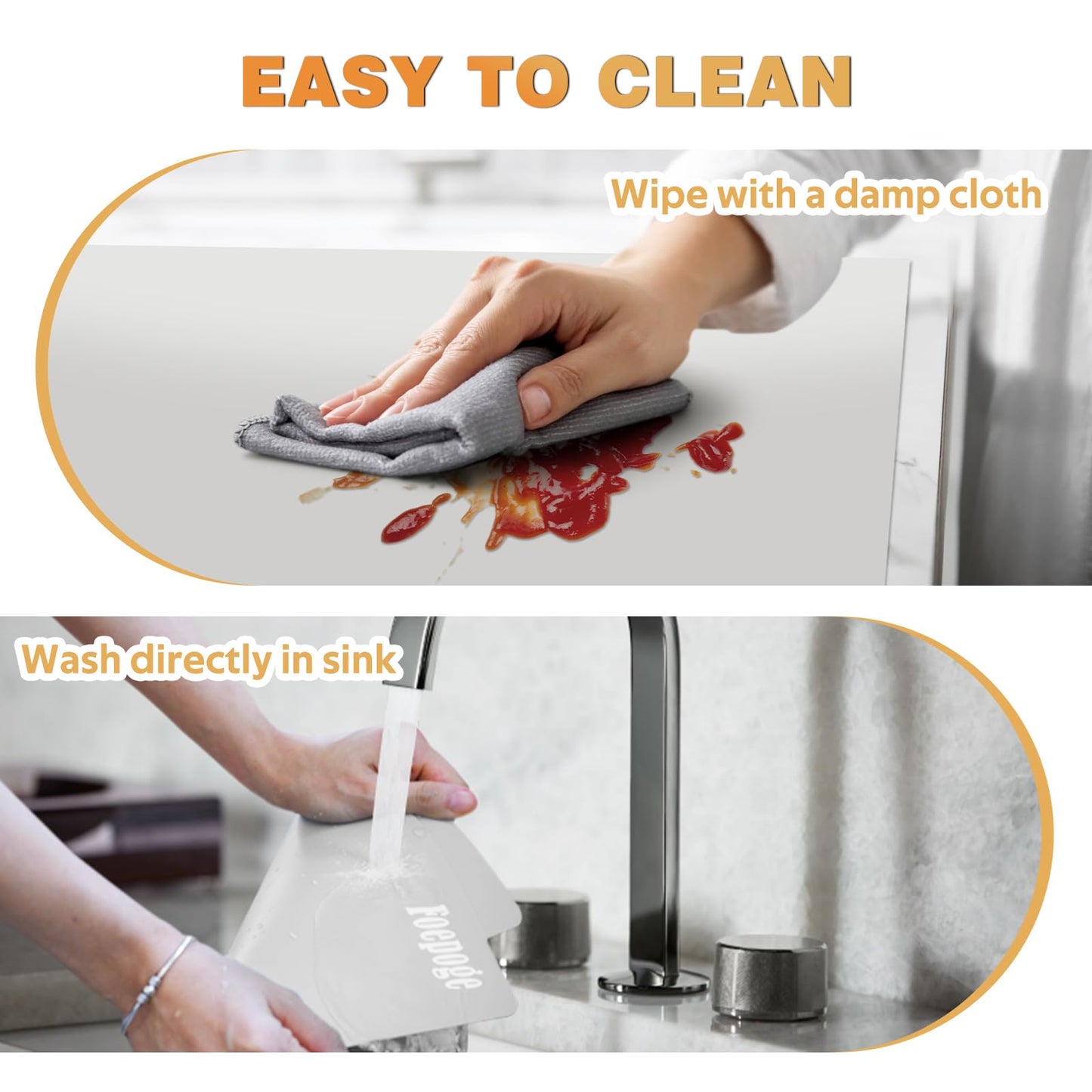 49.2" x 15.7" Large Silicone Mat for Kitchen Counter Protector, Cuttable Silicon Countertop Protector Mat Heat Resistant Mats for Countertop, Cut to Fit Placemat Ship Roll by Foepoge, Gray