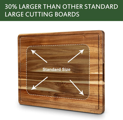 24x18 Inch Extra Large Acacia Wood Cutting Board, Large Butcher Block Chopping Board with Handle and Juice Groove