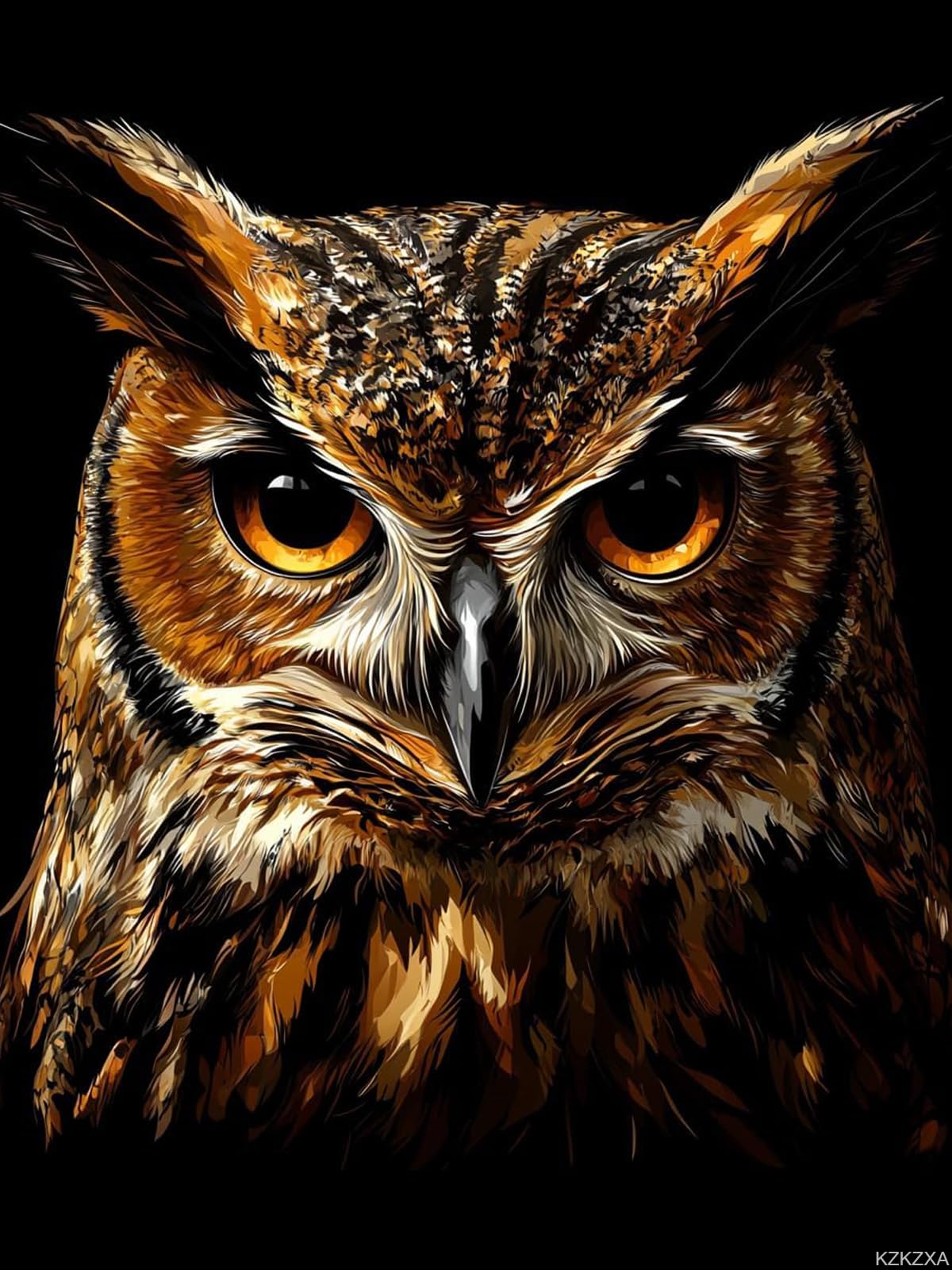 KZKZXA Owls Face in Dark 5D Diamond Art Painting Full Round Drill Diamond Art Painting by Number Kits for Adults Mosaic Cross Stitch for Wall Decor 12x16in