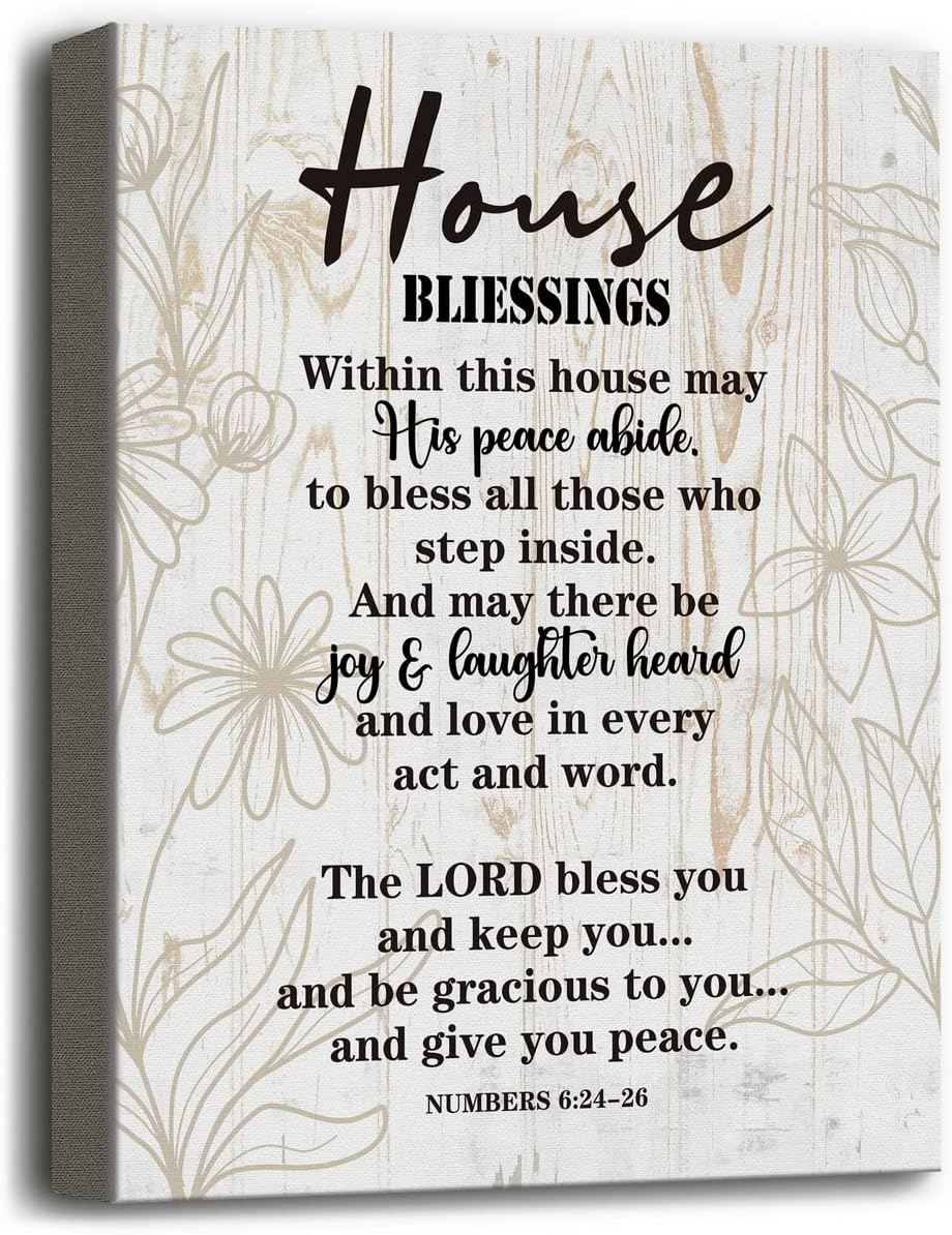 Canvas Wall Art House Blessing Decor, Inspirational Quote Prints for Home, Christian Family Gift, 12x15