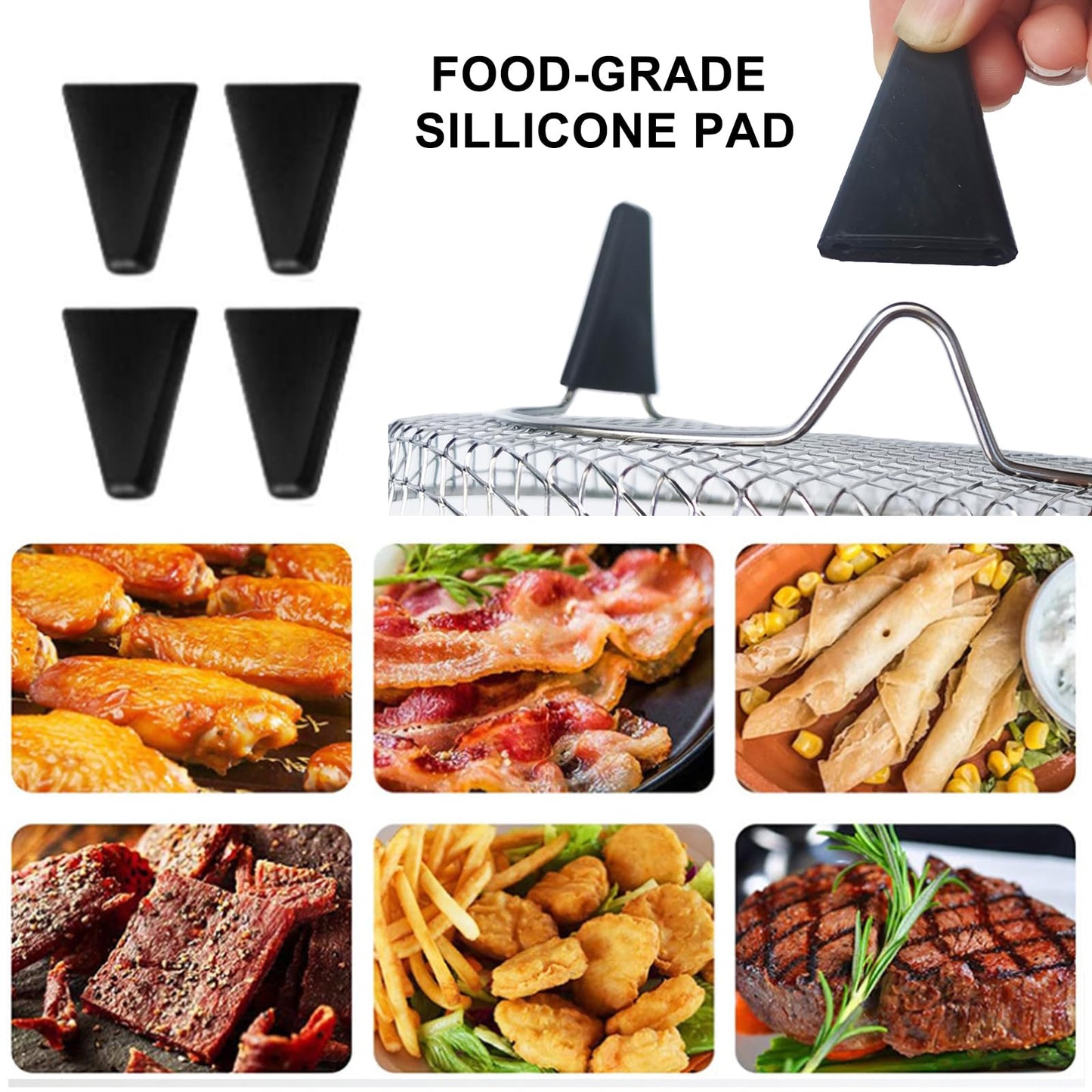 Upgrade 8inch Square Air Fryer Rack,Three Stacktable Dehydrator Rack,Square Air Fryer Accessories,Only Fit for Air fryer which inner size ≥8.7 inch(Square)