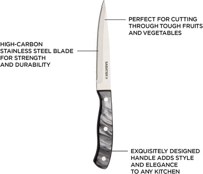 Sabatier Triple Riveted Serrated Utility Knife, 5-Inch, High-Carbon Stainless Steel Kitchen Knife, Black