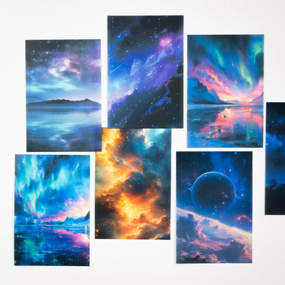 AuriicLeaf Large Galaxy & Aurora PET Stickers Set, 60 PCS Aesthetic Sky Stickers for Scrapbooking, Journaling, DIY Crafts, and Art Supplies