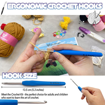 Highland Cow Crochet Kit for Beginners, Learn to Crochet Pencil Bag Starter Set with Video Tutorial & Crocheting Manual, Easy Yarn Knitting Kit for Adult, DIY Amigurumi Birthday Xmas Gift Idea