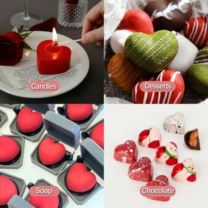 Valentine's Day Silicone Molds, 2PCS Large 3D Diamond Heart Shape Chocolate Molds for Baking