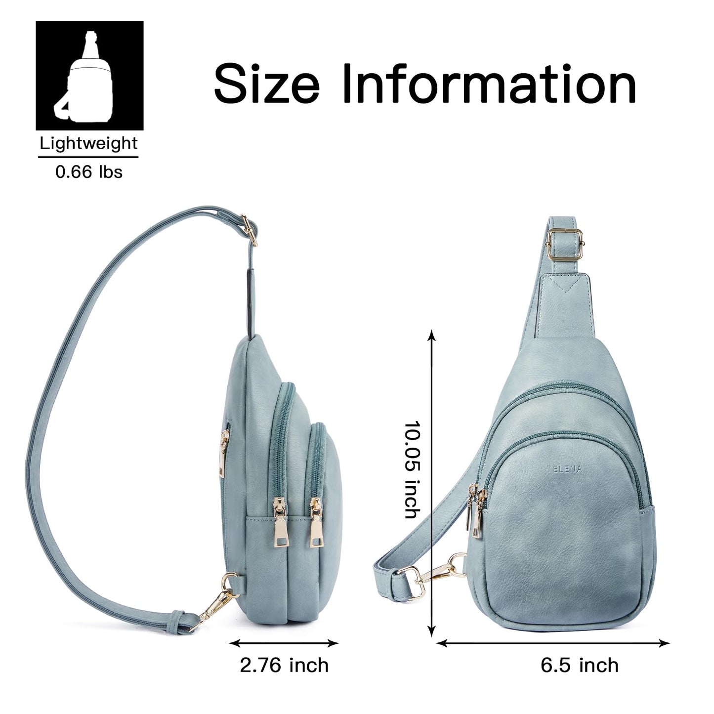 Telena Small Sling Bag for Women Leather Crossbody Fanny Packs Chest Bag for Women