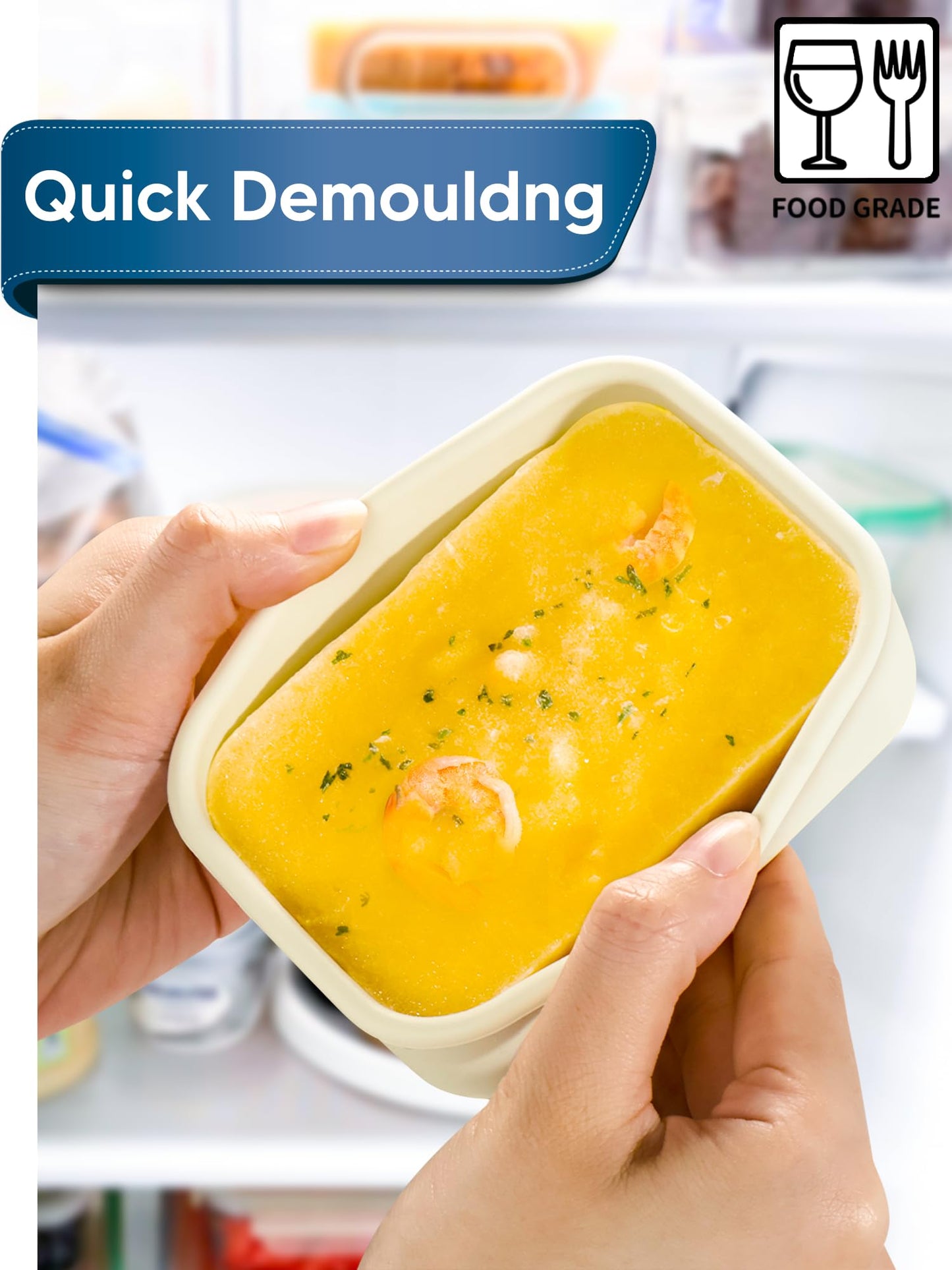 Duseu 8 PCS 1 Cup Silicone Freezer Molds with Lid, 8oz Silicone Soup Freezer Molds Meal Prep Containers Reusable Food Preserving Tray Ice Trays for Soups Sauces Stews