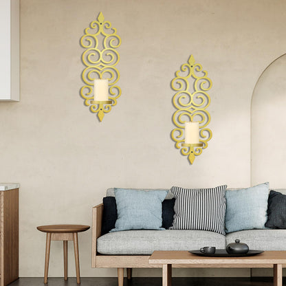 OYEFLY DIY Metal Candle Sconces Wall Decor, Wall Mounted Candle Holder (Gold)