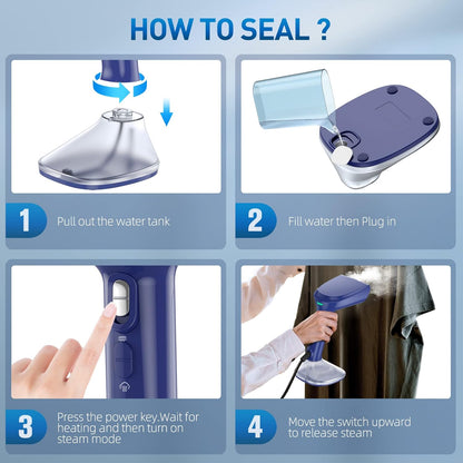 Skiennix Steamer for Clothes - 1800W Powerful Steam, Fast 20-Second Heat-Up, Detachable Tank | Blue
