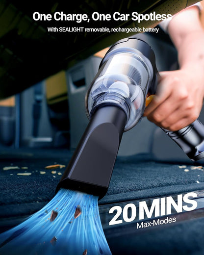 SEALIGHT Mini Wireless Car Vacuum, 13000PA High Power Suction and Air Duster, Lightweight Handheld Vacuum for Car,