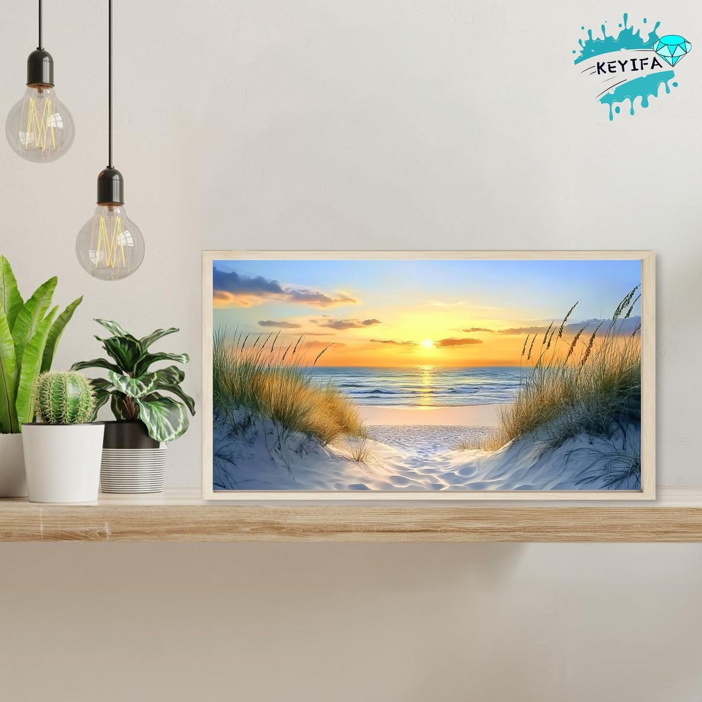 KEYIFA Diamond Art Kits for Adults, 28x16 Inch Large Beach Diamond Painting 5D Diamond Art for Beginners Sunset View DIY Full Drill Paint by Diamonds Dots Gem Art for Home Wall Decor