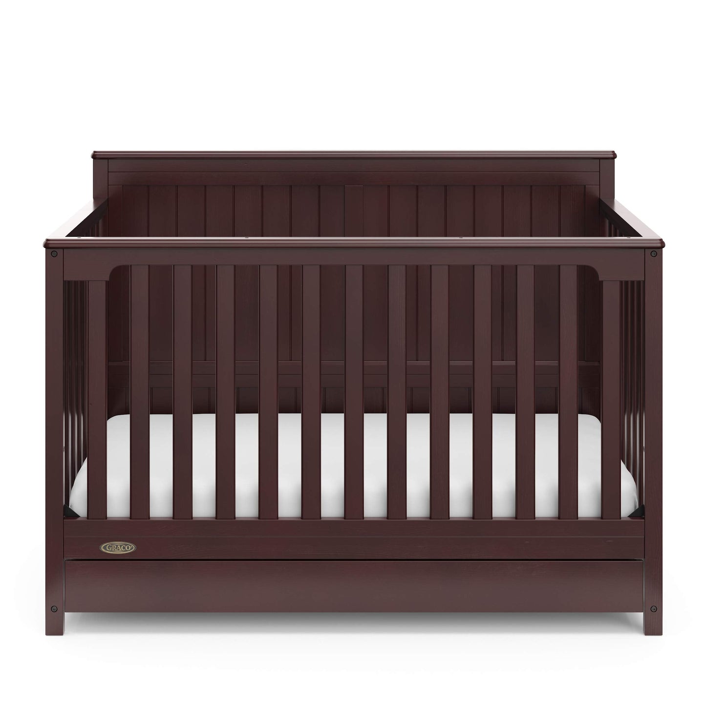 Graco Hadley 5-in-1 Convertible Crib with Drawer – GREENGUARD Gold Certified, Fits Standard Crib Mattress, Converts to Toddler Bed, Daybed and Full Bed, 4 Adjustable Mattress Heights (Espresso)